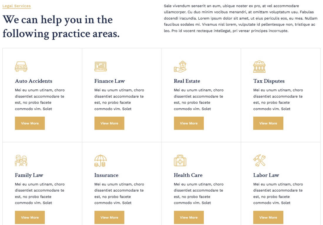 lawyer WordPress theme practice areas