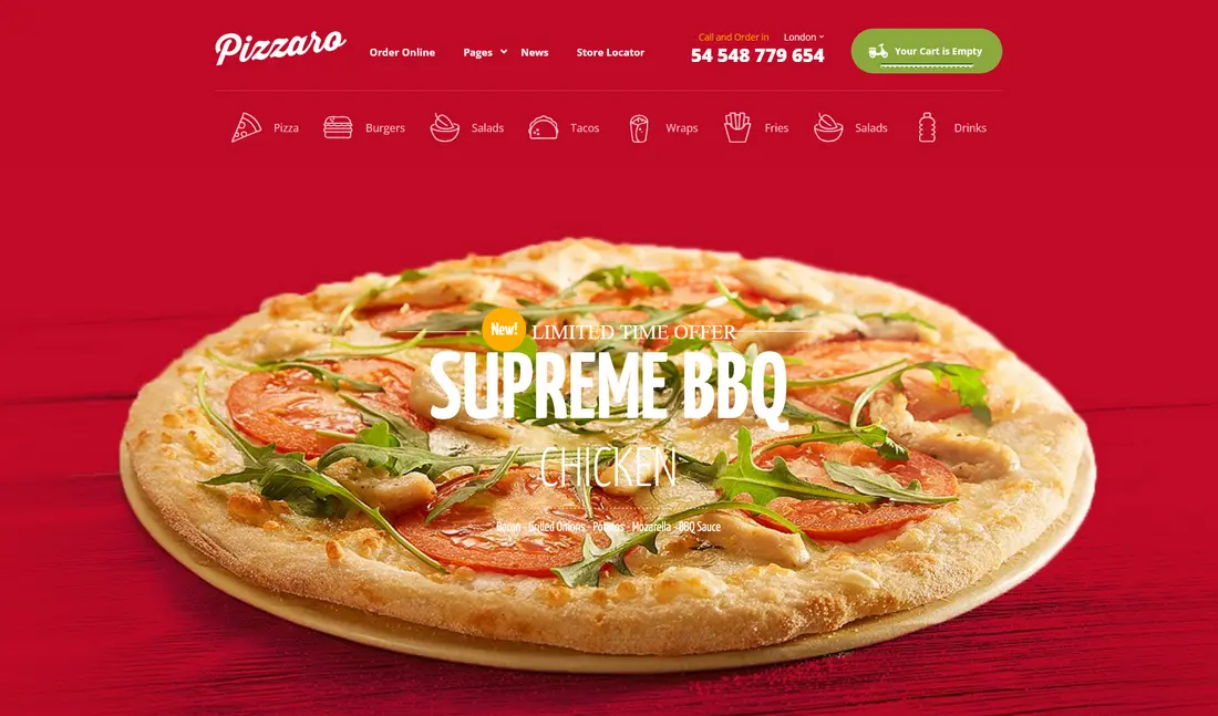 Pizza Restaurant WordPress theme - Pizzaro