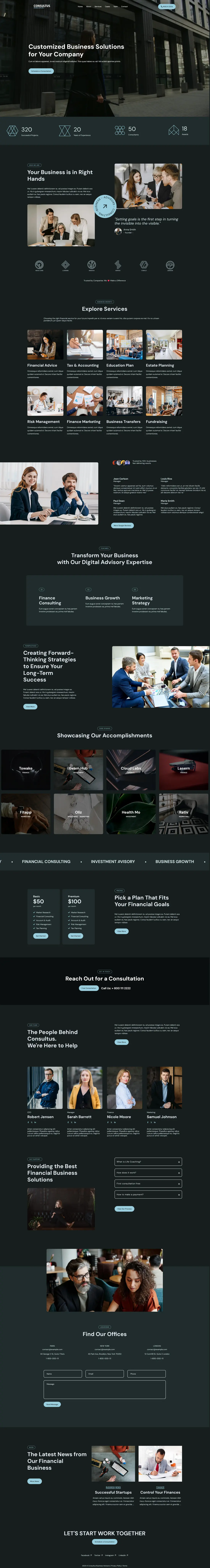 Consultus Business Advisors one page layout design