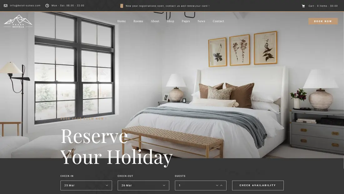 Motela Hotel WordPress theme