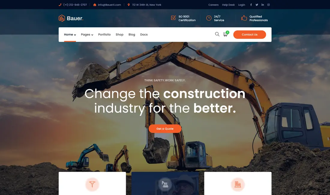 Bauer construction company WordPress theme