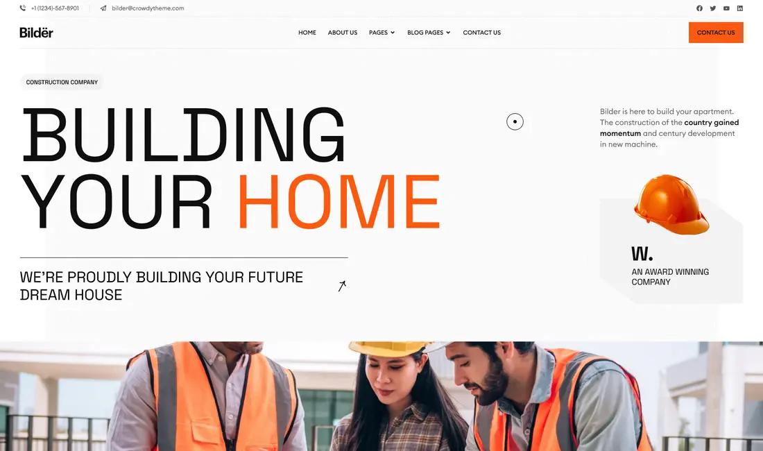 Bilder construction company WordPress theme