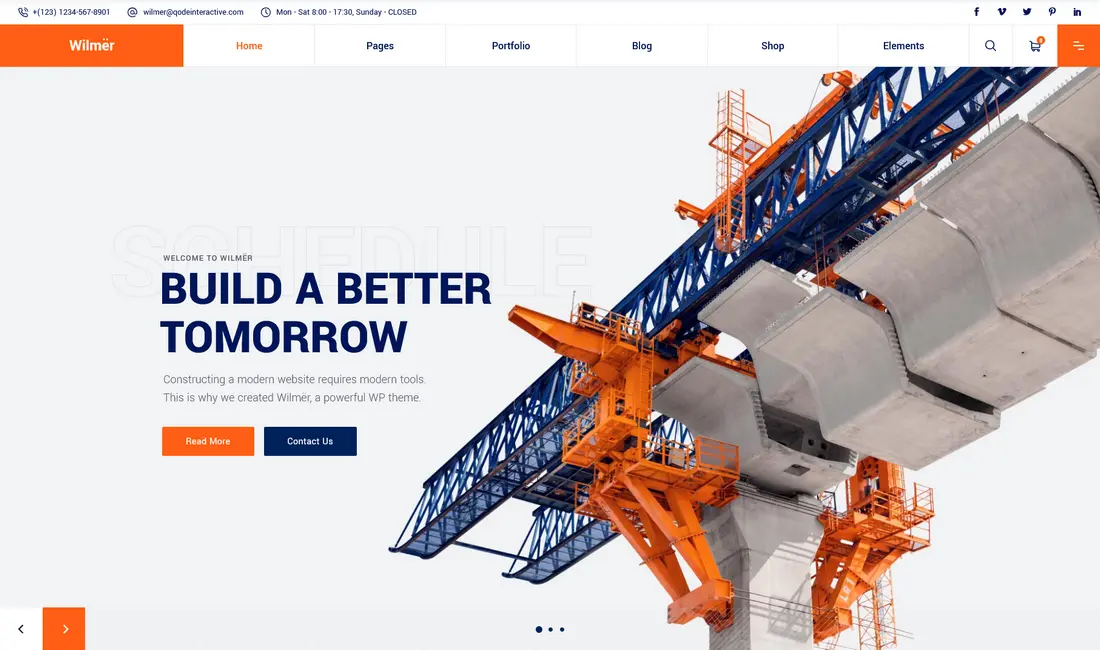 Wilmer construction WordPress theme