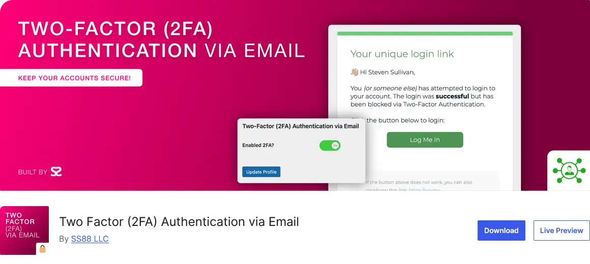 2FA via email WordPress plugin