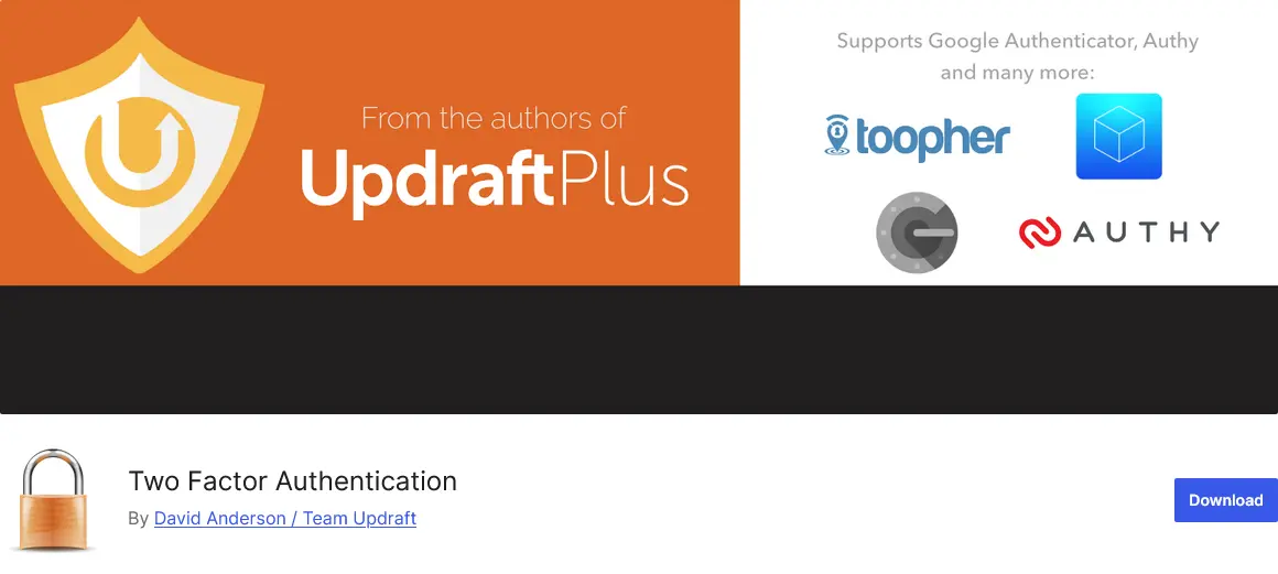 Two Factor Authentication by UpdraftPlus