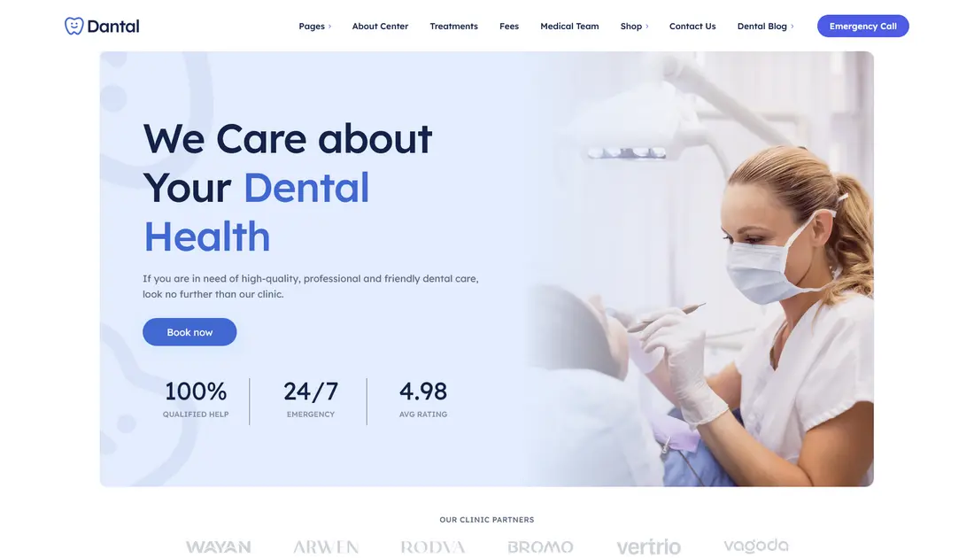 Dantal Dentist WordPress theme