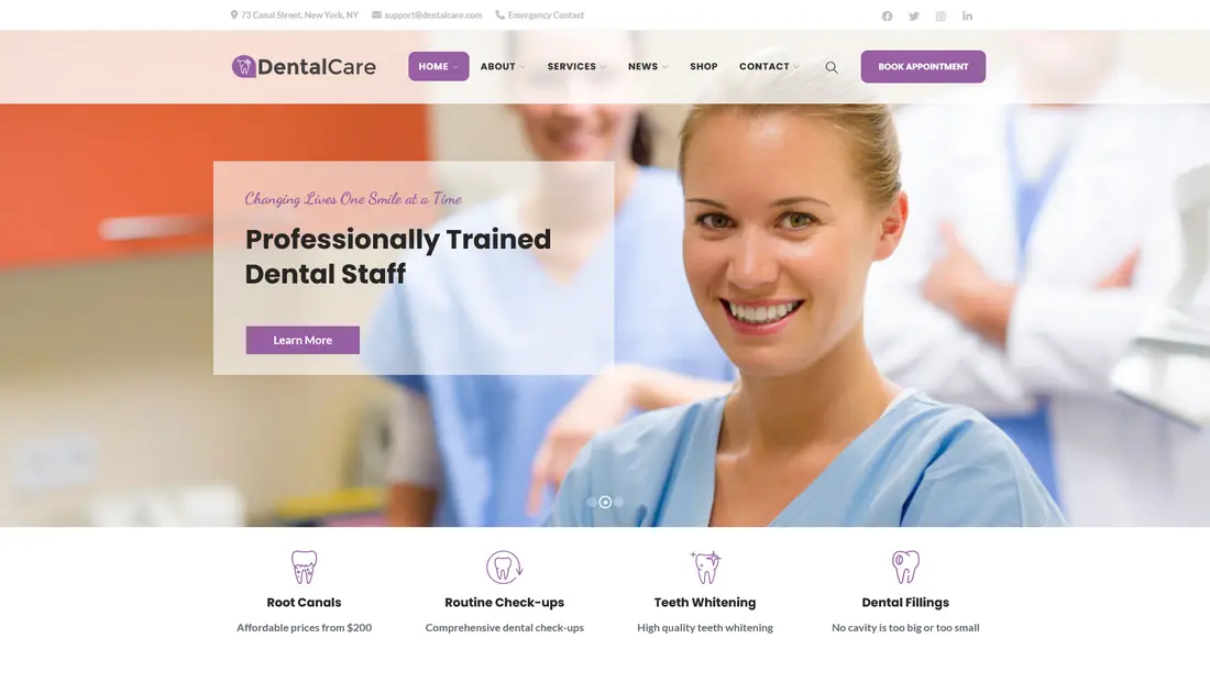 DentalCare Dentist WordPress theme
