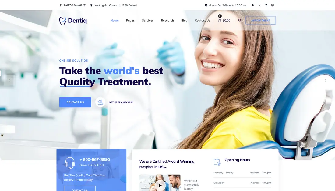 Dentiq Dentist WordPress theme