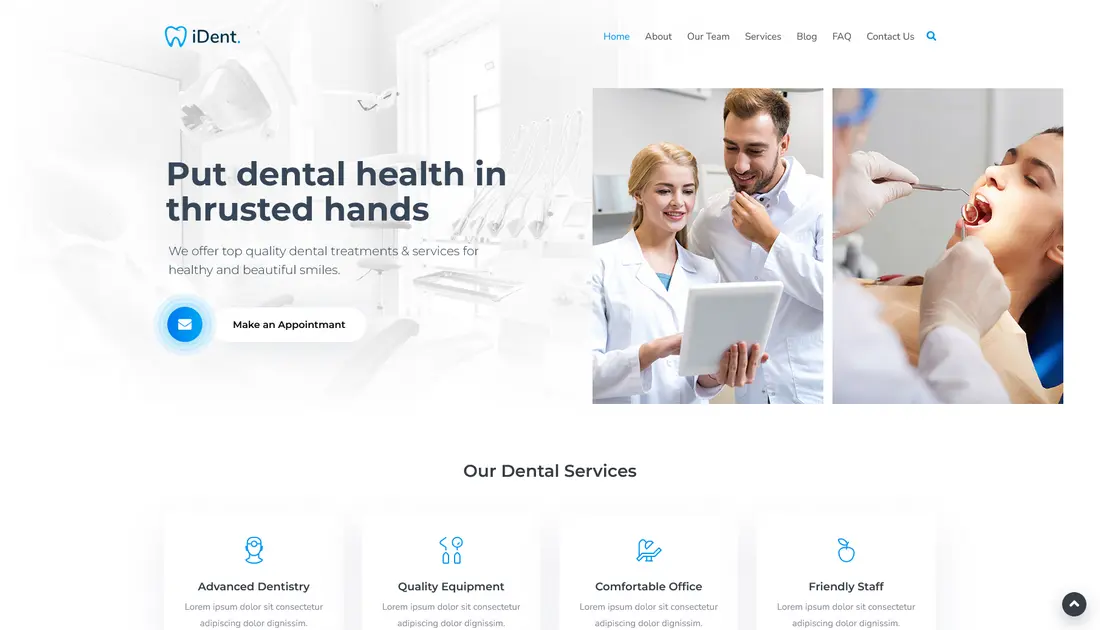 iDent Dentist WordPress theme