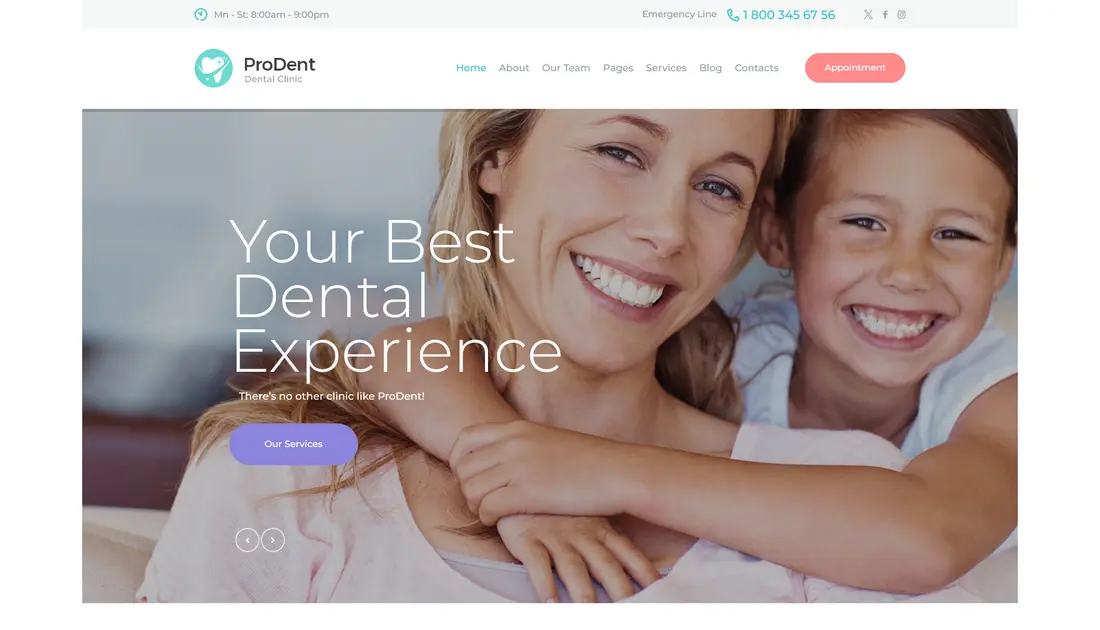 ProDent Dentist WordPress theme