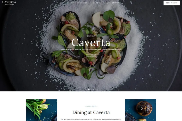 Caverta WordPress restaurant theme