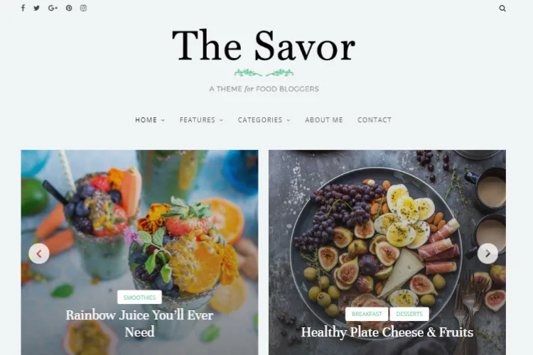 Savor food blog theme