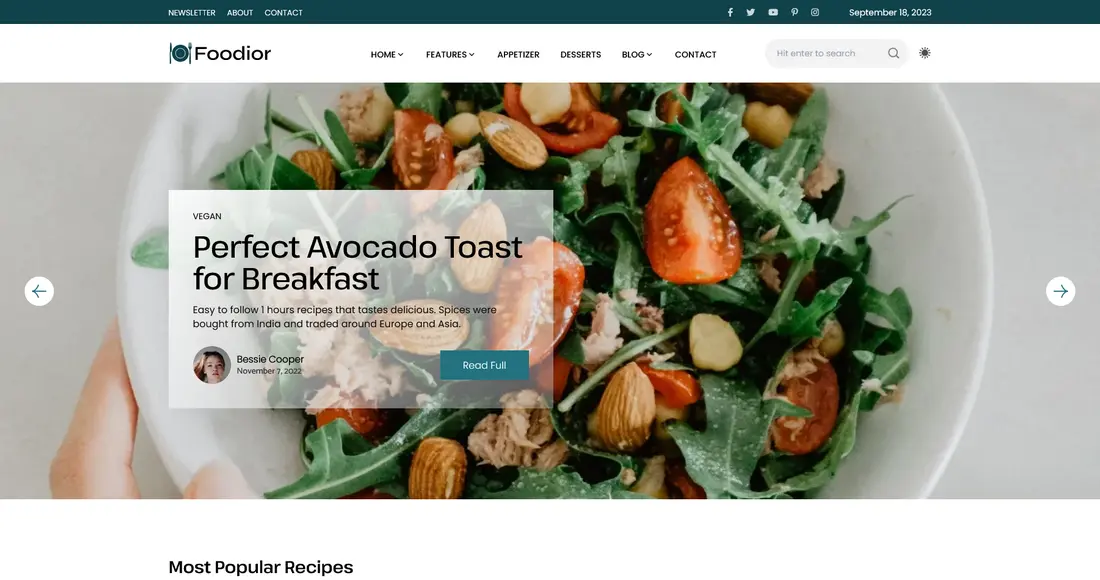 WordPress Food Blog Theme Foodior